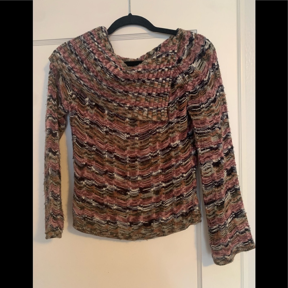 Guess loose knot cowl neck multi-color sweater